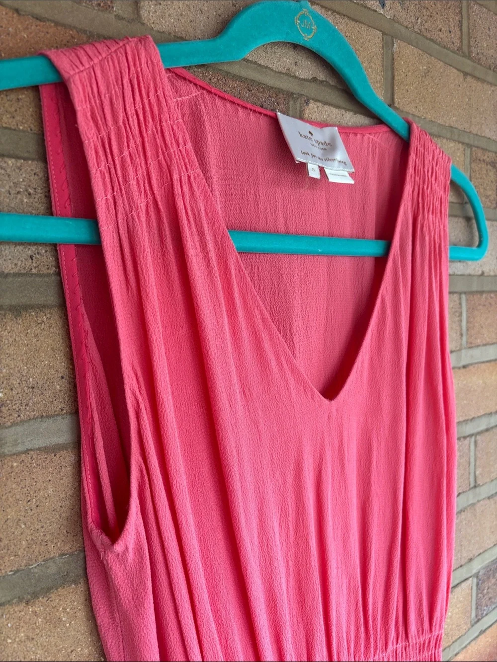 kate spade Coral Pink Sleeveless V-Neck Midi Dress S